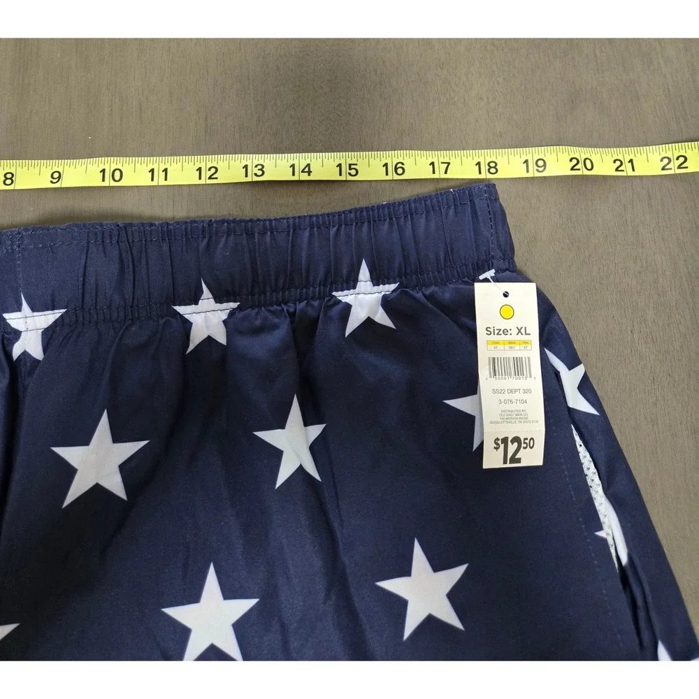 Mission Ridge Mens XL Swim Trunks American Flag Stars Stripes Board Shorts NWT